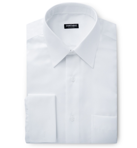 Men's Blue La Plata Formal Business Dress Shirt  Single Cuff Spread Collar Style 